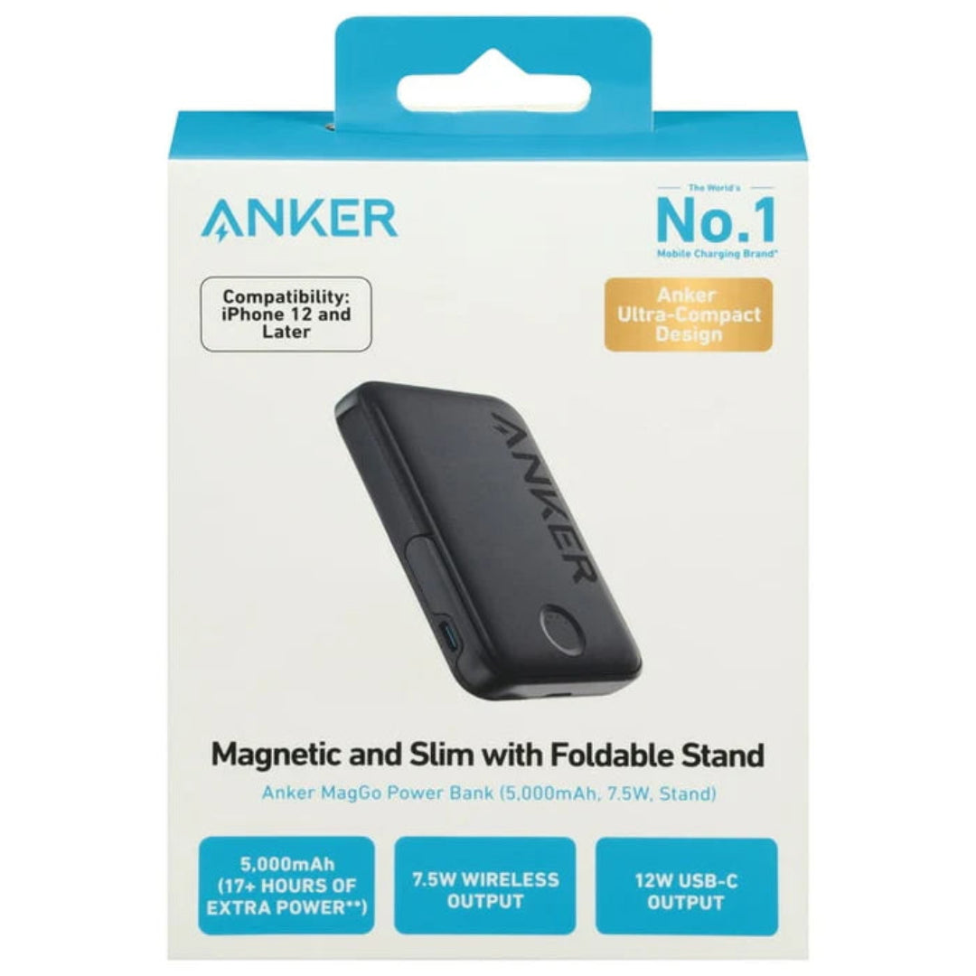 Anker 622 MagGo – Snap-On Charger with Kickstand, 5000mAh-Black
