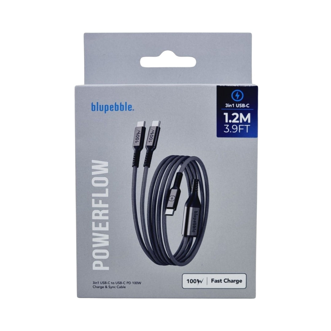 Bluppeble POWERFLOW 3 in 1 USB-C 100W Charge & Sync Cable 1.2 M