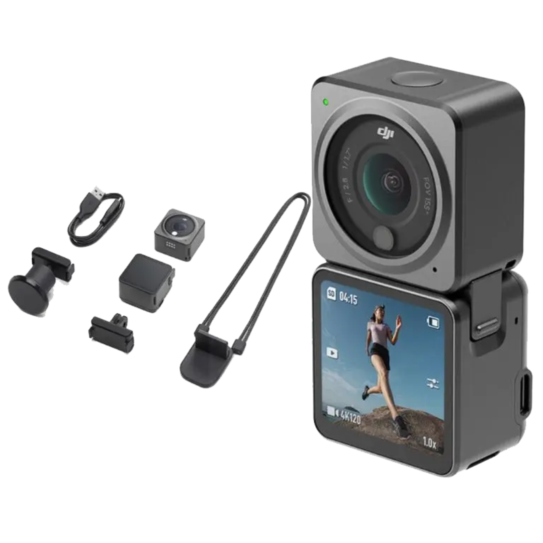 DJI Action 2 Dual Screen Combo – Modular 4K Action Camera with Front & Rear Touchscreens, Magnetic Design, and RockSteady 3.0 Stabilization