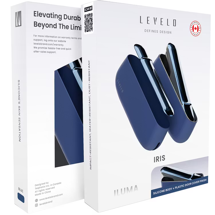 Levelo Iris Pro Silicone Case for IQOS ILUMA 2023 -Slip Resistant- Blue