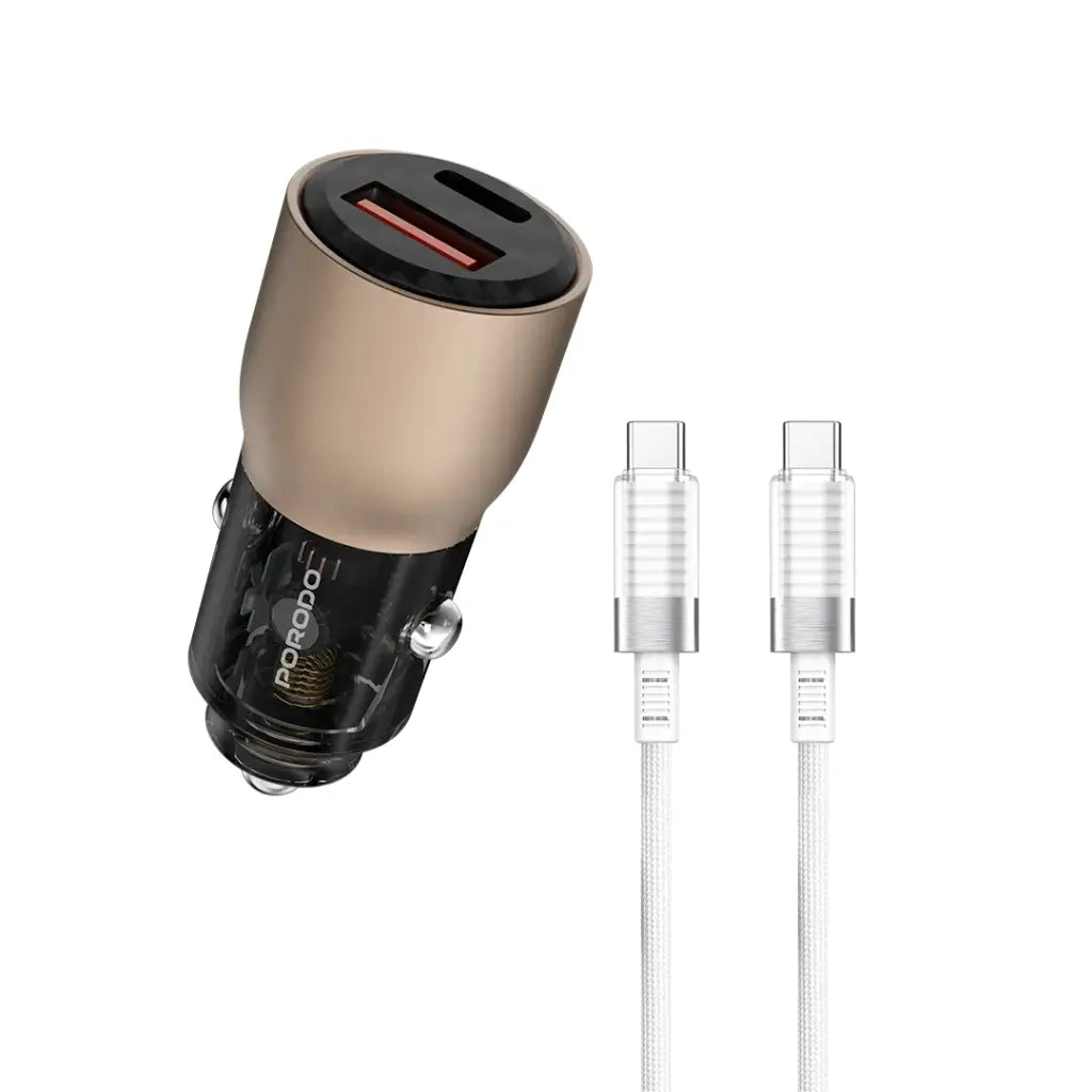 Porodo 95W Car Charger Transparent With 0.9M USB -C Cable