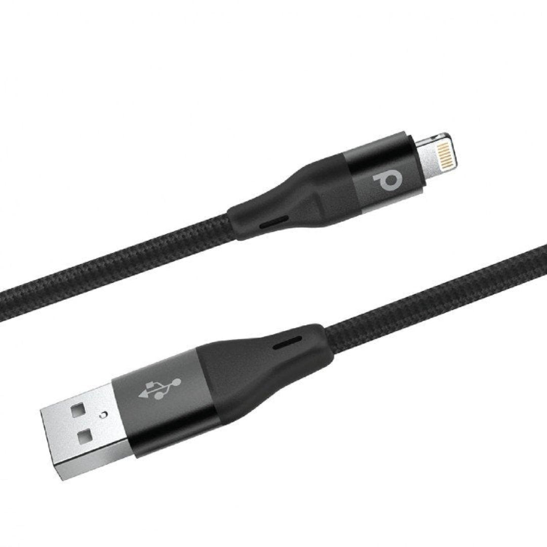 Porodo Aluminum Braided Lightning Cable 1.2M 2.4A - Black