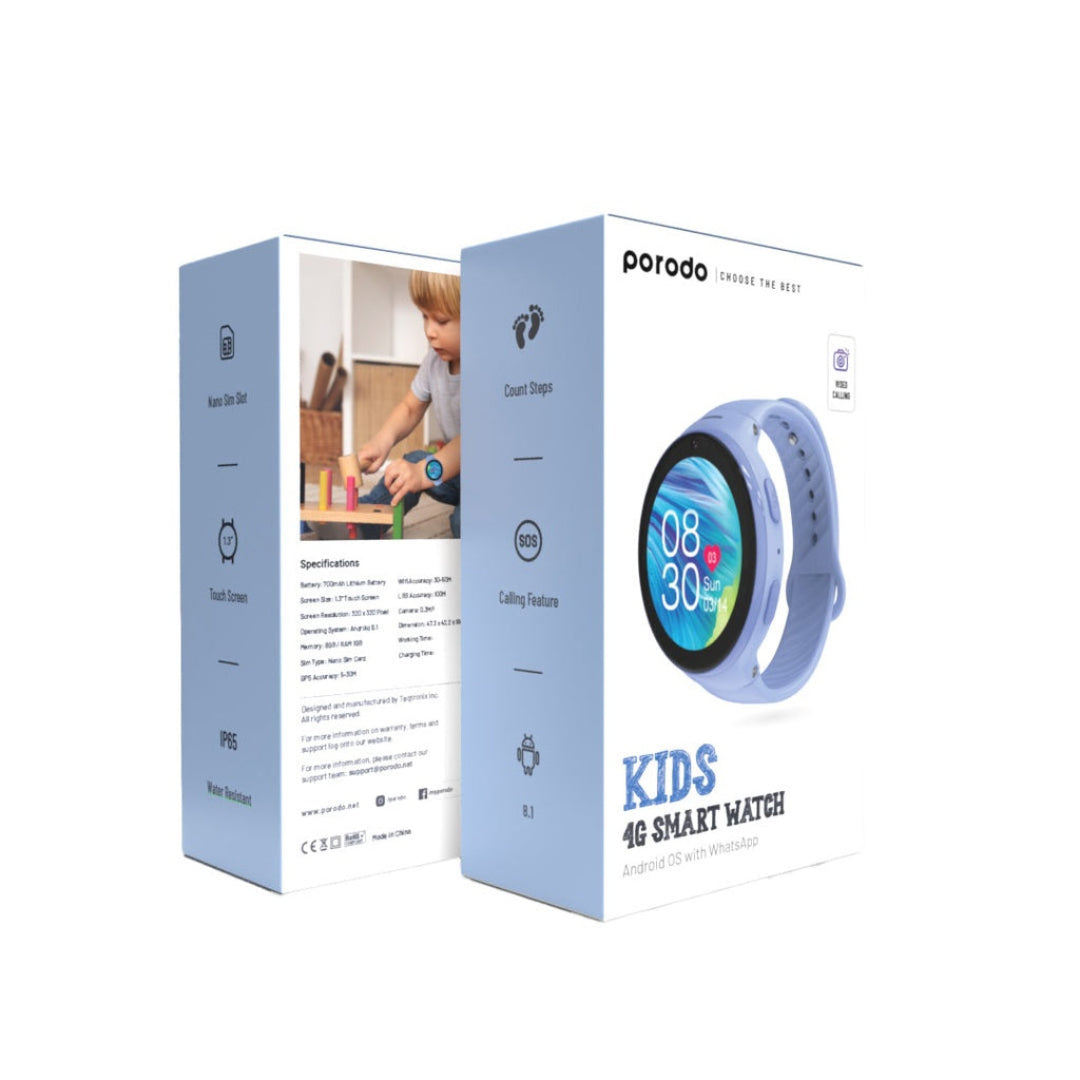 Porodo 4G Kids GPS Watch – 700mAh, 8GB, SOS, IP67, Video Call