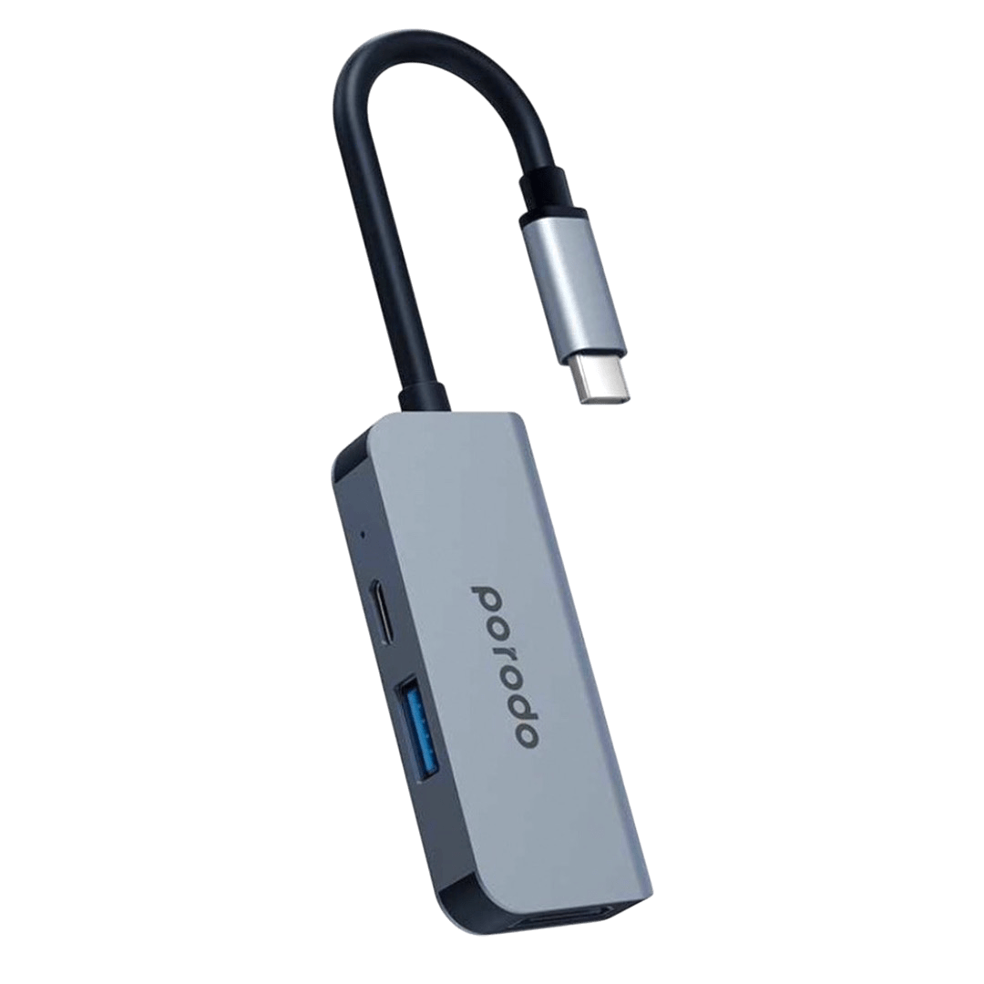 Porodo USB-C HUB USB C to HDMI 4K Multiport Adapter 3 in 1 Hub With USB 2.0