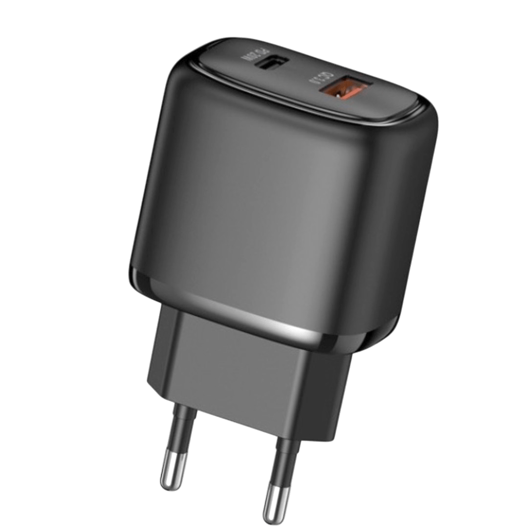 Porodo Dual Output USB-C PD And USB-A QC Quick Charger EU