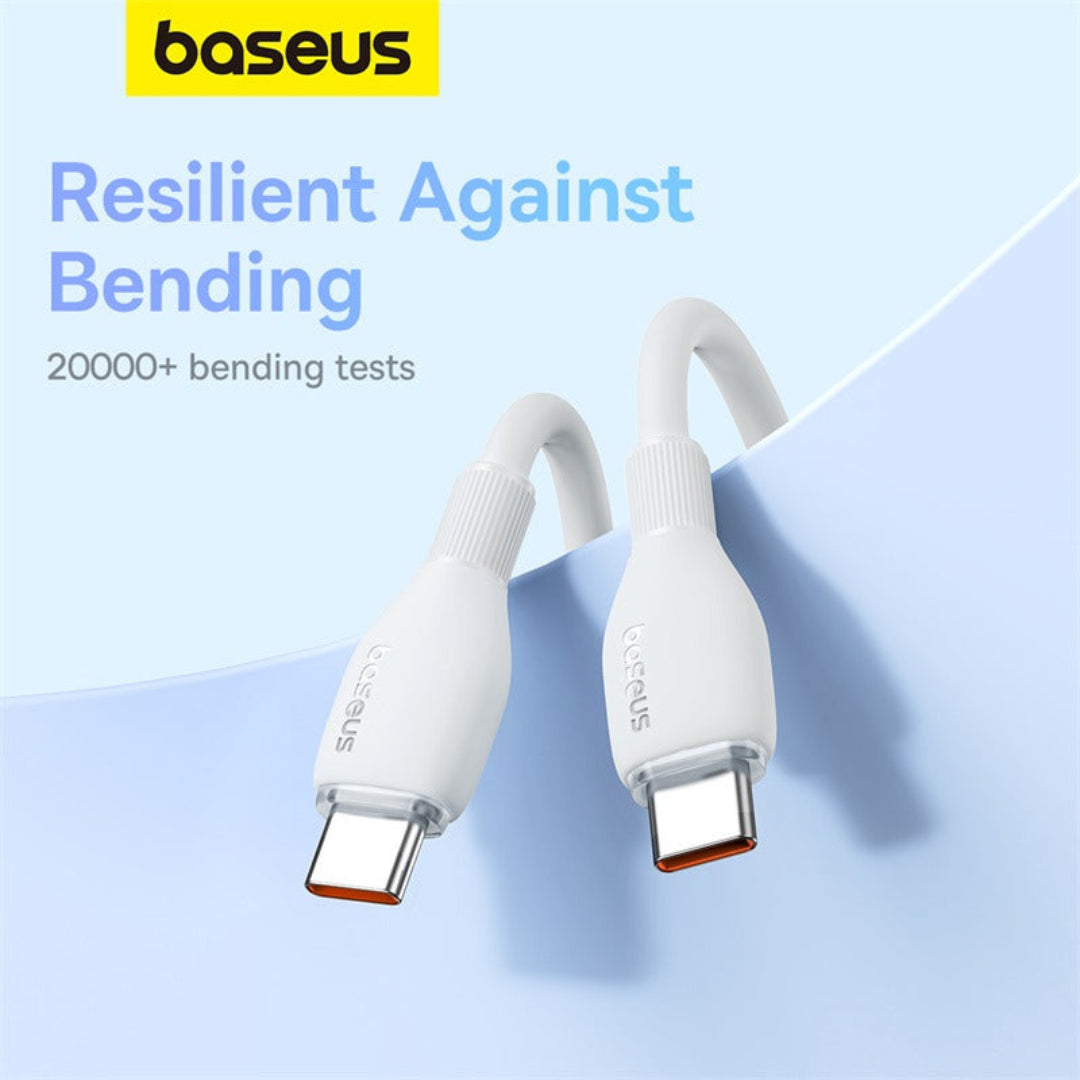 Baseus Pudding Series USB-C to USB-C Fast Charging Cable – 100W, 1.2M -Durable, High-Speed Power & Data Transfer-White