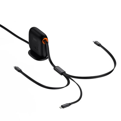 Baseus Traction Series 3-in-1 Retractable Cable – 100W PD, USB-C, Lightning & Micro USB, 1.7m (Black)