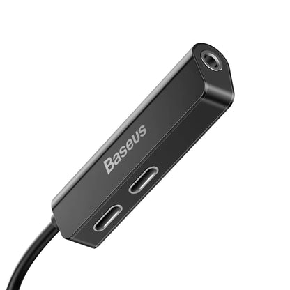 Baseus L52 3-in-1 Adapter for iPhone – Lightning Audio + Charging + Microphone-Compact & Efficient (Black)