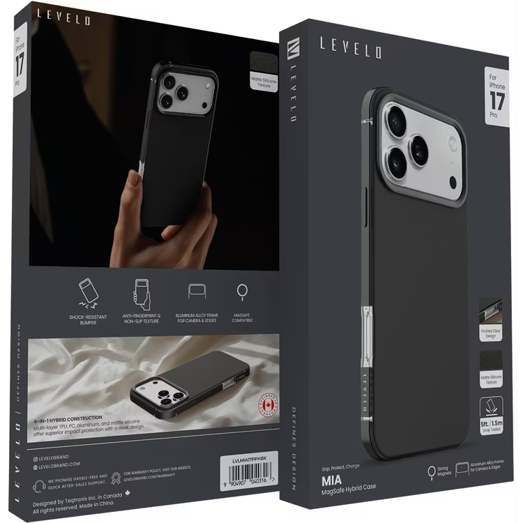 Levelo Mia MagSafe Hybrid Case Black -Phone 17 Pro