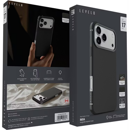 Levelo Mia MagSafe Hybrid Case Black -Phone 17 Pro
