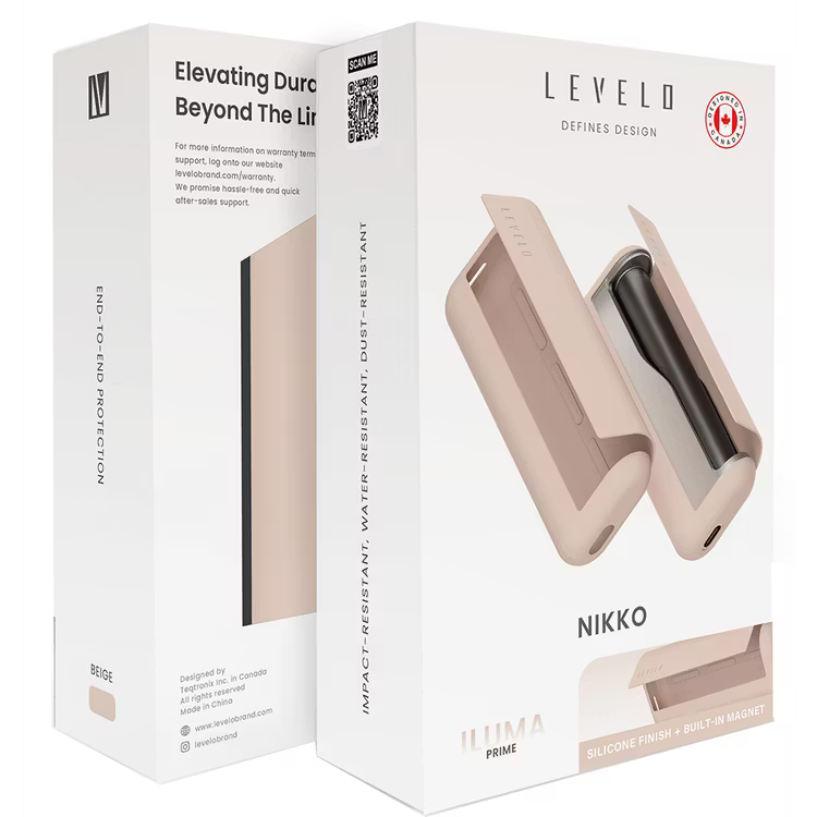 Levelo Nikko Silicone Case for IQOS ILUMA Prime 2023 Slip-Resistant Beige