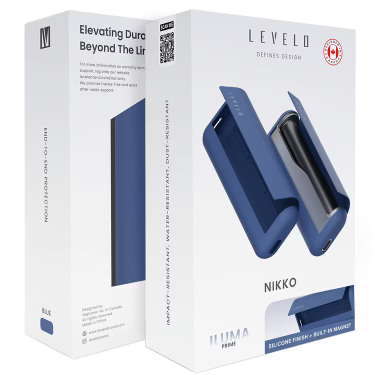 Levelo Nikko Silicone Case for IQOS ILUMA Prime 2023 Slip-Resistant Blue
