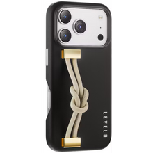 Levelo Polaris PU Leather Case with Wrist-Strap Grip for iPhone 17 Pro Max Black