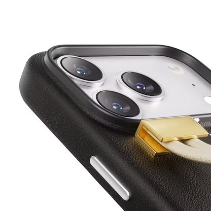 Levelo Polaris PU Leather Case with Wrist-Strap Grip for iPhone 17 Pro Max Black