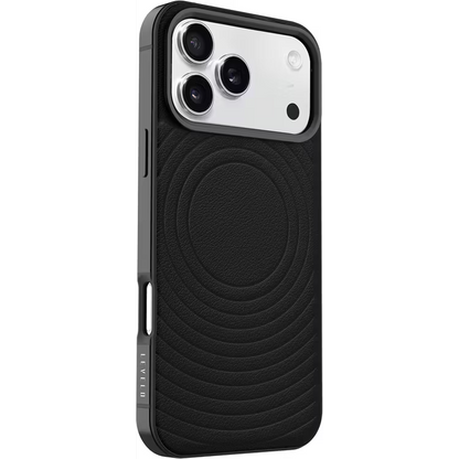 Levelo Spirale PU Leather Hybrid Case for iPhone 17 Pro MagSafe Compatible- Black