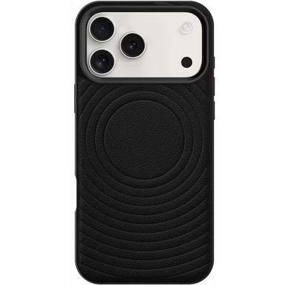 Levelo Spirale PU Leather Hybrid Case for iPhone 17 Pro MagSafe Compatible- Black