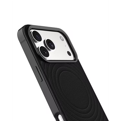 Levelo Spirale PU Leather Hybrid Case for iPhone 17 Pro MagSafe Compatible- Black