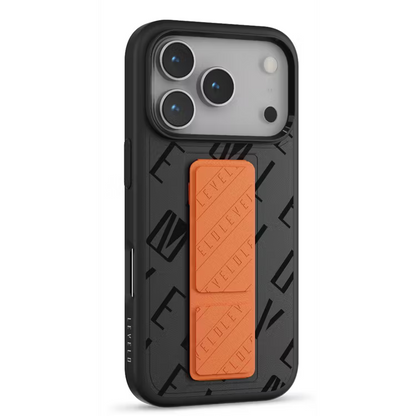 Levelo Morphix Vallo Faux Leather GripStand Case for iPhone 17 Pro Onyx Flame