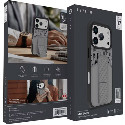 Levelo Morphix GripStand Case with Card Holder -iPhone 17 Pro Max