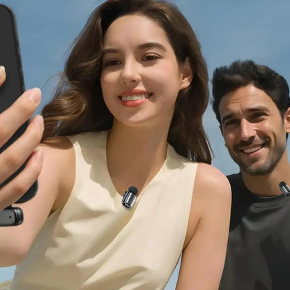 Porodo Wireless Dual Lavalier Microphones – Lightning Connector – Black – Plug & Play for iPhone & iPad