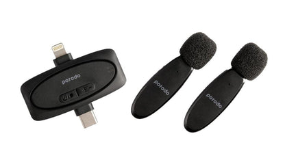 Porodo Lavalier Microphone – Dual Mics, USB-C & Lightning Support