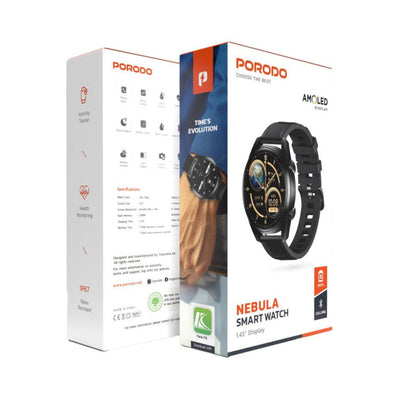 Porodo Nebula Smartwatch – Full-Touch Display, Health Tracking, Silicone Band