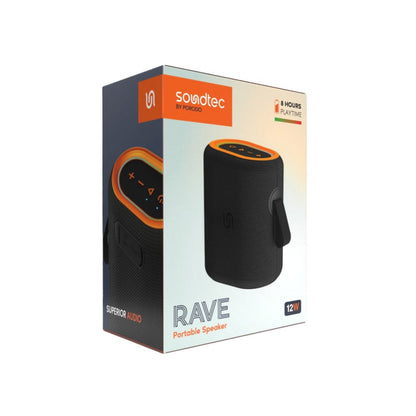 Porodo Rave Portable Speaker – Bluetooth 5.0, Loud Sound & Black Finish