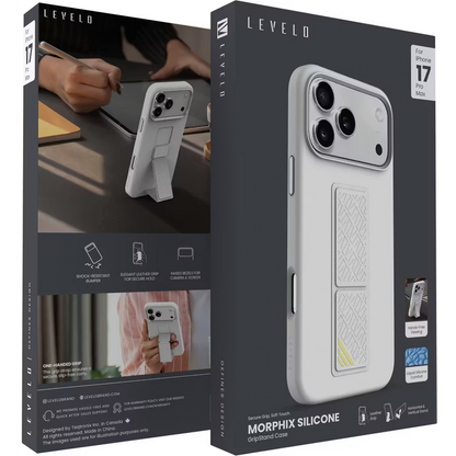 Levelo Morphix Silicone GripStand Case for iPhone 17 Pro Max Silver