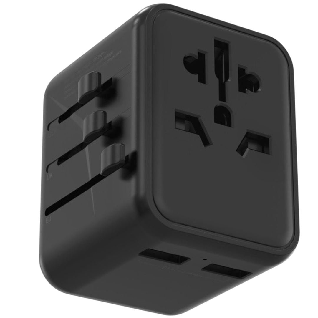 Porodo Dual USB-A Universal Travel Adapter 2.4A