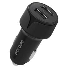 Porodo Blue Dual USB Car Charger 2.4A 12W - Black