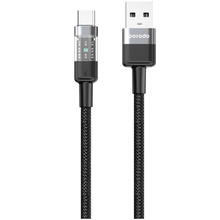Porodo Braided 3A PD A to C Fast Charging cable with Transparent Head 1.2M - Black