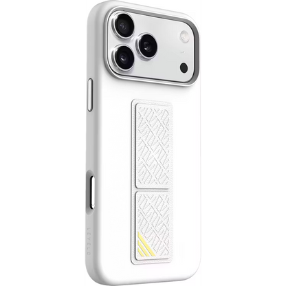 Levelo Morphix Silicone GripStand Case for iPhone 17 Pro Max Silver