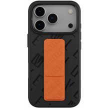 Levelo Morphix Vallo Faux Leather GripStand Case for iPhone 17 Pro Onyx Flame