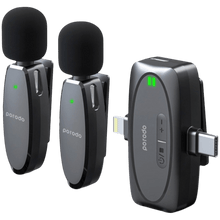Porodo Dual Connector Lavalier Microphone Dual Mic - Black
