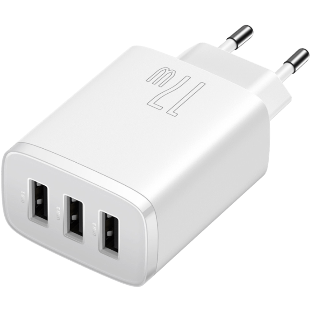 Baseus Compact Charger 3x USB 17W White