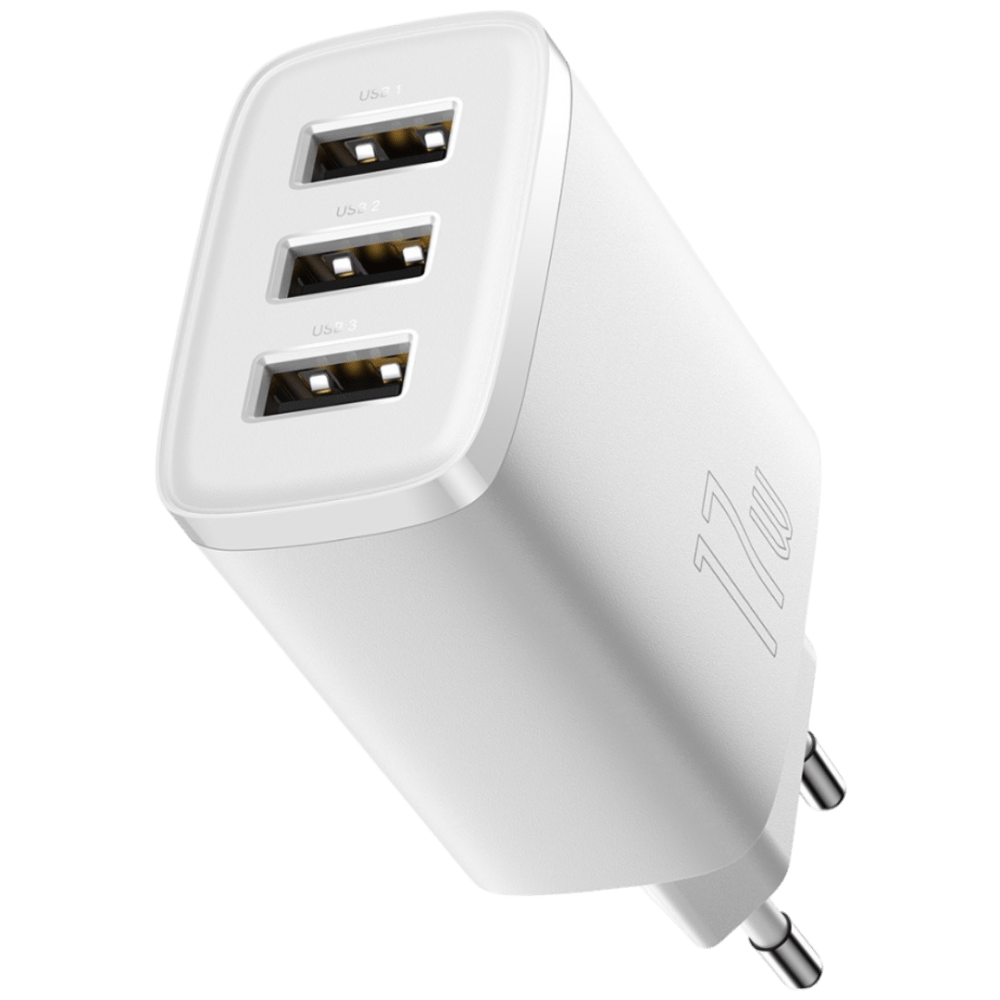 Baseus Compact Charger 3x USB 17W White