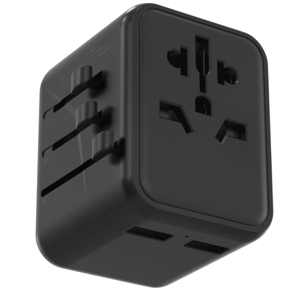 Porodo Dual USB-A Universal Travel Adapter 2.4A