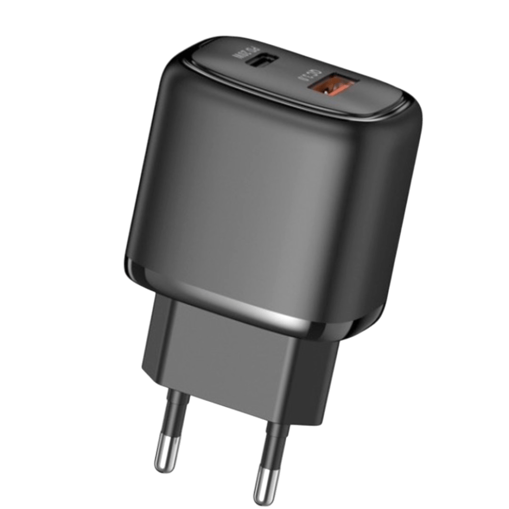 Porodo Dual Output USB-C PD And USB-A QC Quick Charger EU