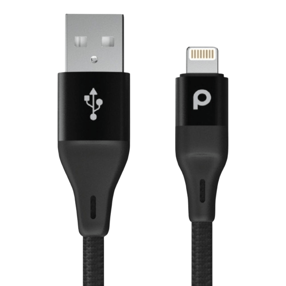 Porodo Aluminum Braided Lightning Cable 1.2M 2.4A - Black